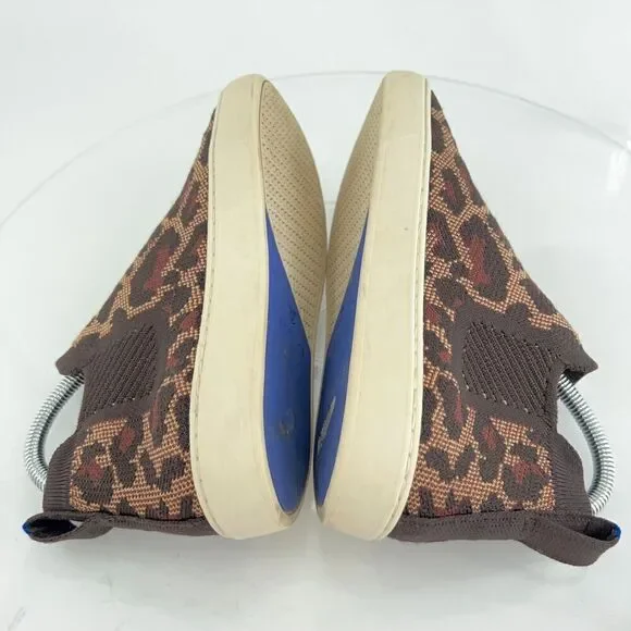 Rothys Womens Chelsea Shoe Size 7 Knit Pull On Sneaker Boot Wildcat Leopard